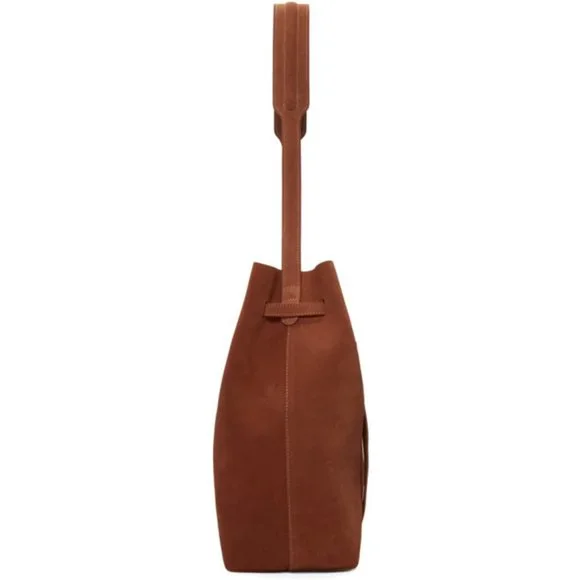 Mansur Gavriel Brick Red Suede Drawstring Hobo Bag